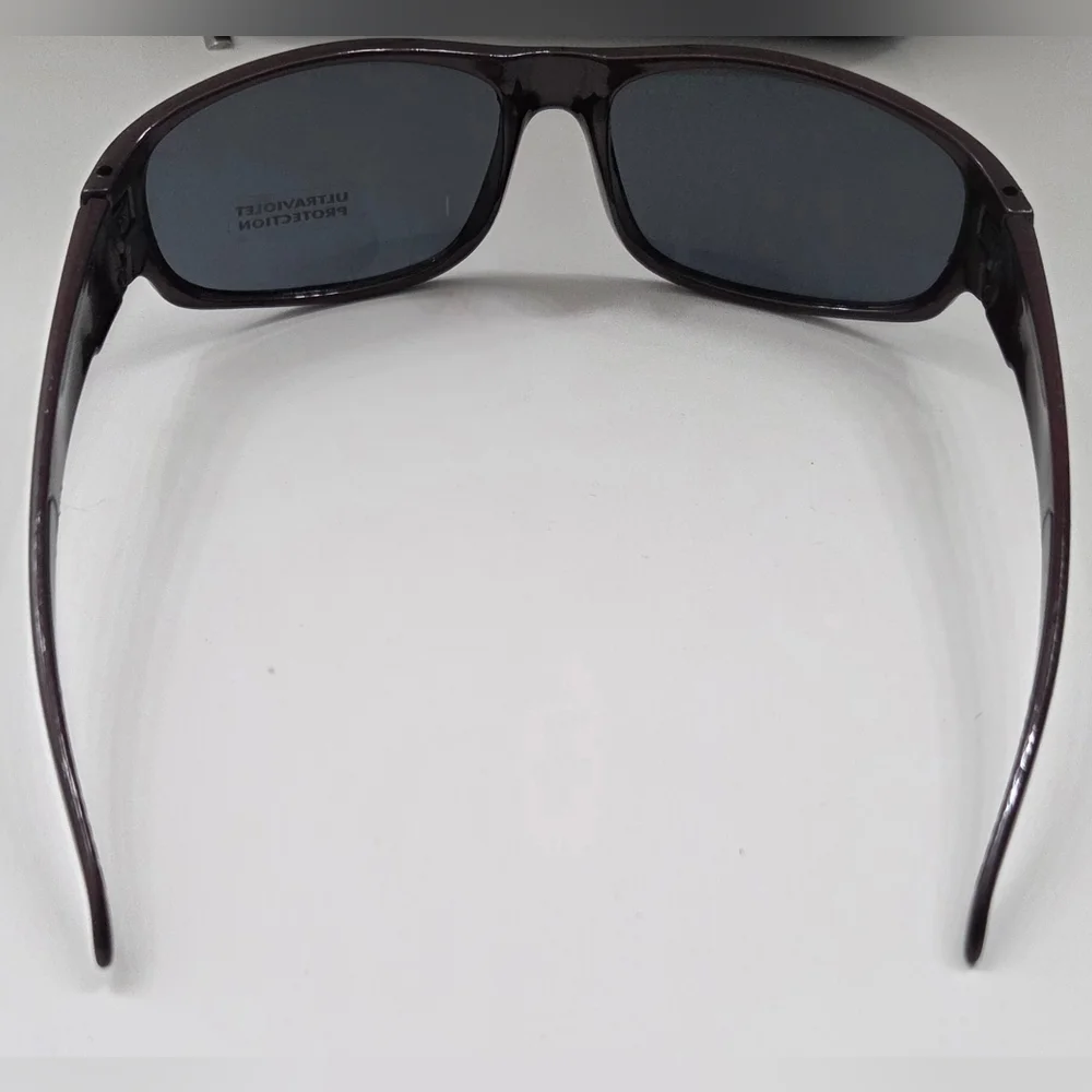 🕯 Y2K Burgundy Wrap Sunglasses UV400 Sport Rectangle Shades w/ Hard Case NWT